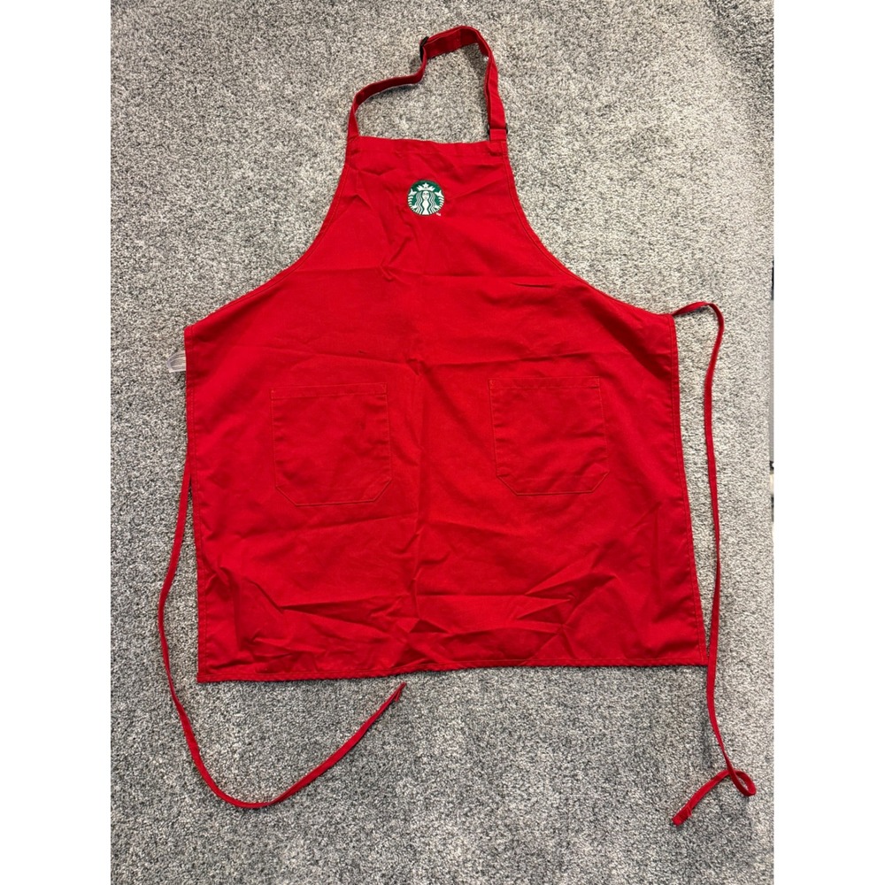 Starbucks Apron Unisex M Red Siren Logo Holiday Barista Two Pocket Adjustable *